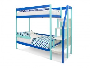 Двухъярусная кровать Svogen с бортиком мятно-синий в Чебаркуле - chebarkul.mebel74.com | фото