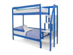 Двухъярусная кровать Svogen с бортиком синий в Чебаркуле - chebarkul.mebel74.com | фото 1