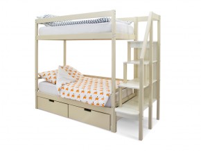 Двухъярусная кровать Svogen с ящиками бежевый в Чебаркуле - chebarkul.mebel74.com | фото