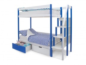 Двухъярусная кровать Svogen с ящиками сине-белый в Чебаркуле - chebarkul.mebel74.com | фото 3