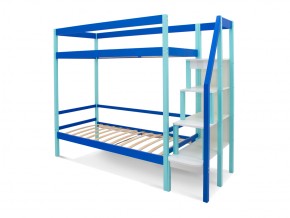 Двухъярусная кровать Svogen с ящиками и бортиком мятно-синий в Чебаркуле - chebarkul.mebel74.com | фото 2