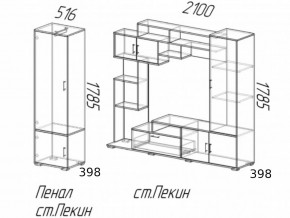 Гостиная Пекин с пеналом Ясень Шимо в Чебаркуле - chebarkul.mebel74.com | фото 2