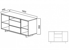 Комодино Moderno-1400 Ф6 в Чебаркуле - chebarkul.mebel74.com | фото 4