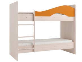Кровать 2-х ярусная Мая на латофлексах млечный дуб, оранжевая в Чебаркуле - chebarkul.mebel74.com | фото