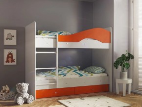 Кровать 2-х ярусная Мая с ящиками на латофлексах белый-оранж в Чебаркуле - chebarkul.mebel74.com | фото