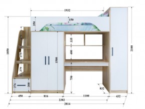 Кровать чердак Тея с пеналом ясень-белый в Чебаркуле - chebarkul.mebel74.com | фото 2