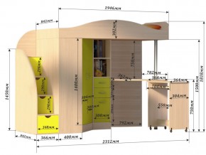 Кровать чердак Юниор 4 Бодега-оранж в Чебаркуле - chebarkul.mebel74.com | фото 3