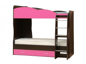 Кровать детская двухъярусная Юниор 2.1 ярко-розовый в Чебаркуле - chebarkul.mebel74.com | фото