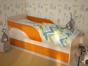 Кровать детская Максимка млечный дуб-оранж в Чебаркуле - chebarkul.mebel74.com | фото