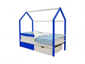 Кровать-домик Svogen с ящиками и бортиком сине-белый в Чебаркуле - chebarkul.mebel74.com | фото 1