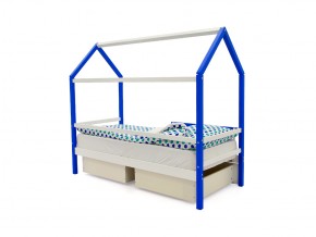 Кровать-домик Svogen с ящиками и бортиком сине-белый в Чебаркуле - chebarkul.mebel74.com | фото 3