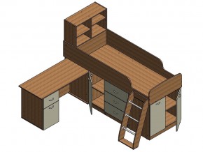 Кровать Дюймовочка 1 Орех в Чебаркуле - chebarkul.mebel74.com | фото 3