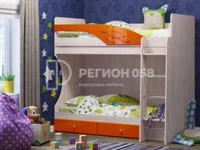Кровать двухъярусная Бемби МДФ Апельсин металлик в Чебаркуле - chebarkul.mebel74.com | фото