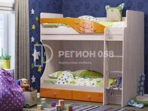 Кровать двухъярусная Бемби МДФ Оранжевый металлик в Чебаркуле - chebarkul.mebel74.com | фото