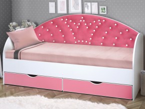 Кровать с продольной мягкой спинкой Корона №1 800х1900 мм розовая в Чебаркуле - chebarkul.mebel74.com | фото