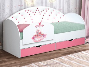Кровать с продольной мягкой спинкой Корона №4 800х1900 мм розовая в Чебаркуле - chebarkul.mebel74.com | фото 2