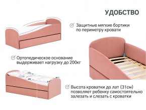 Кровать с ящиком Letmo пудровый (велюр) в Чебаркуле - chebarkul.mebel74.com | фото 2