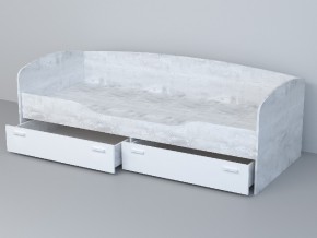 Кровать-софа Эго арт. 016 бетон светлый/белый глянец в Чебаркуле - chebarkul.mebel74.com | фото 1