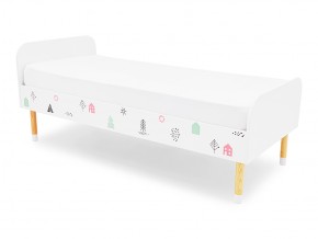 Кровать Stumpa Классика с рисунком Домики розовый, бирюзовый в Чебаркуле - chebarkul.mebel74.com | фото 1