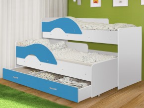 Кровать выкатная Радуга с ящиком 80х160 белая-голубой в Чебаркуле - chebarkul.mebel74.com | фото