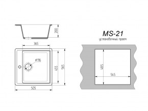 Кухонная мойка MS-21 в Чебаркуле - chebarkul.mebel74.com | фото 2