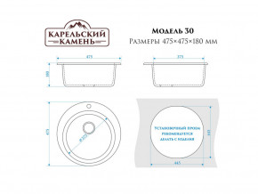 Мойка врезная Карельский камень модель 30 Черный в Чебаркуле - chebarkul.mebel74.com | фото 2