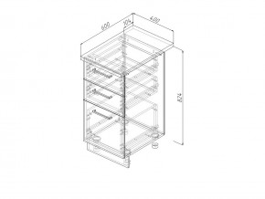 Н3Я 40 Модуль нижний Без Столешницы 3 ящика МН3Я 40 в Чебаркуле - chebarkul.mebel74.com | фото