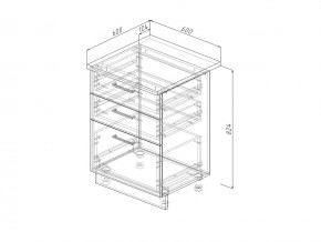 Н3Я 60 Модуль нижний Без Столешницы 3 ящика МН3Я 60 в Чебаркуле - chebarkul.mebel74.com | фото