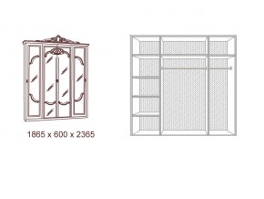 Шкаф 4-х дверный с зеркалами Диана беж в Чебаркуле - chebarkul.mebel74.com | фото 2