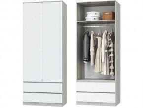 Шкаф для одежды 2х дверный с ящиками Лори дуб серый, белый в Чебаркуле - chebarkul.mebel74.com | фото
