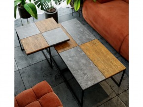 Стол журнальный Фьюжн квадро Дуб американский/серый бетон в Чебаркуле - chebarkul.mebel74.com | фото 3
