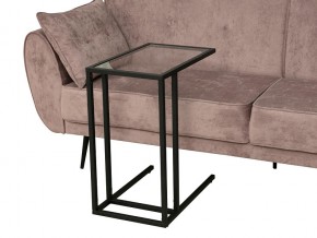 Стол приставной Скандик 42.24 со стеклом металл черный в Чебаркуле - chebarkul.mebel74.com | фото 2